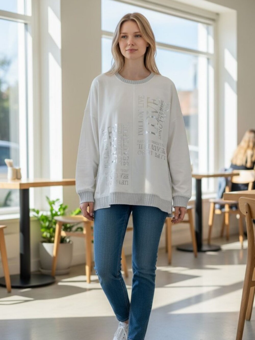 Italian Cream Graphic Sweatshirt | Neutral Minimal | Made in Italy - Picture 2 of 4